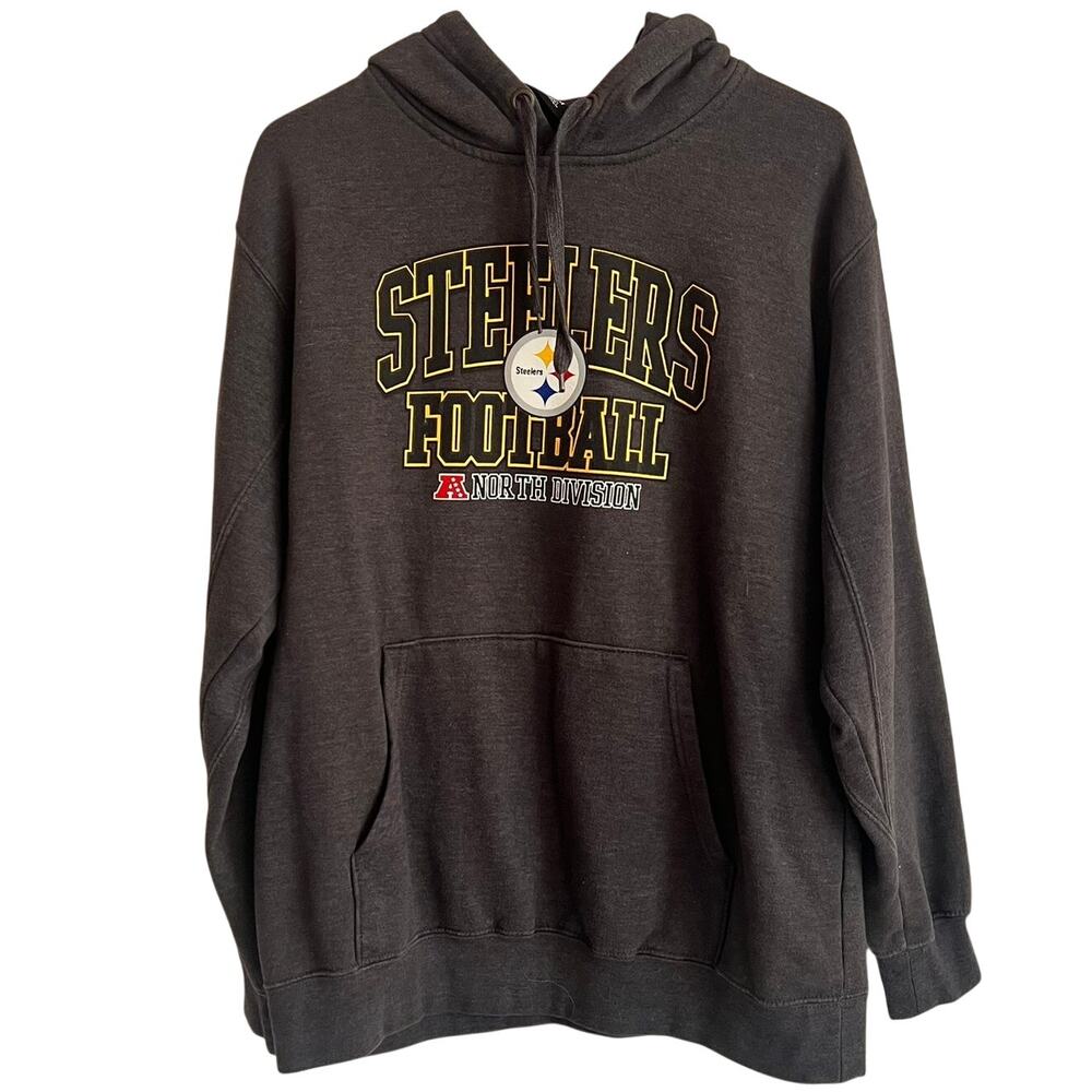 NFL Team Apparel STEELERS Football Hoodie‎ Size L Gray NFL Graphic Sweatshirt